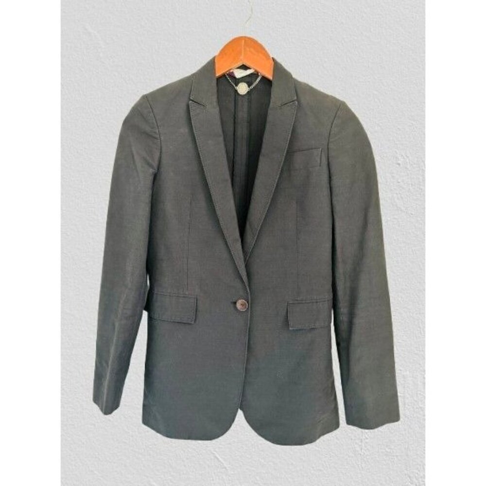 Stella McCartney Blazer Charcoal Grey Single-Breasted Jacket Cotton Blend Size 3